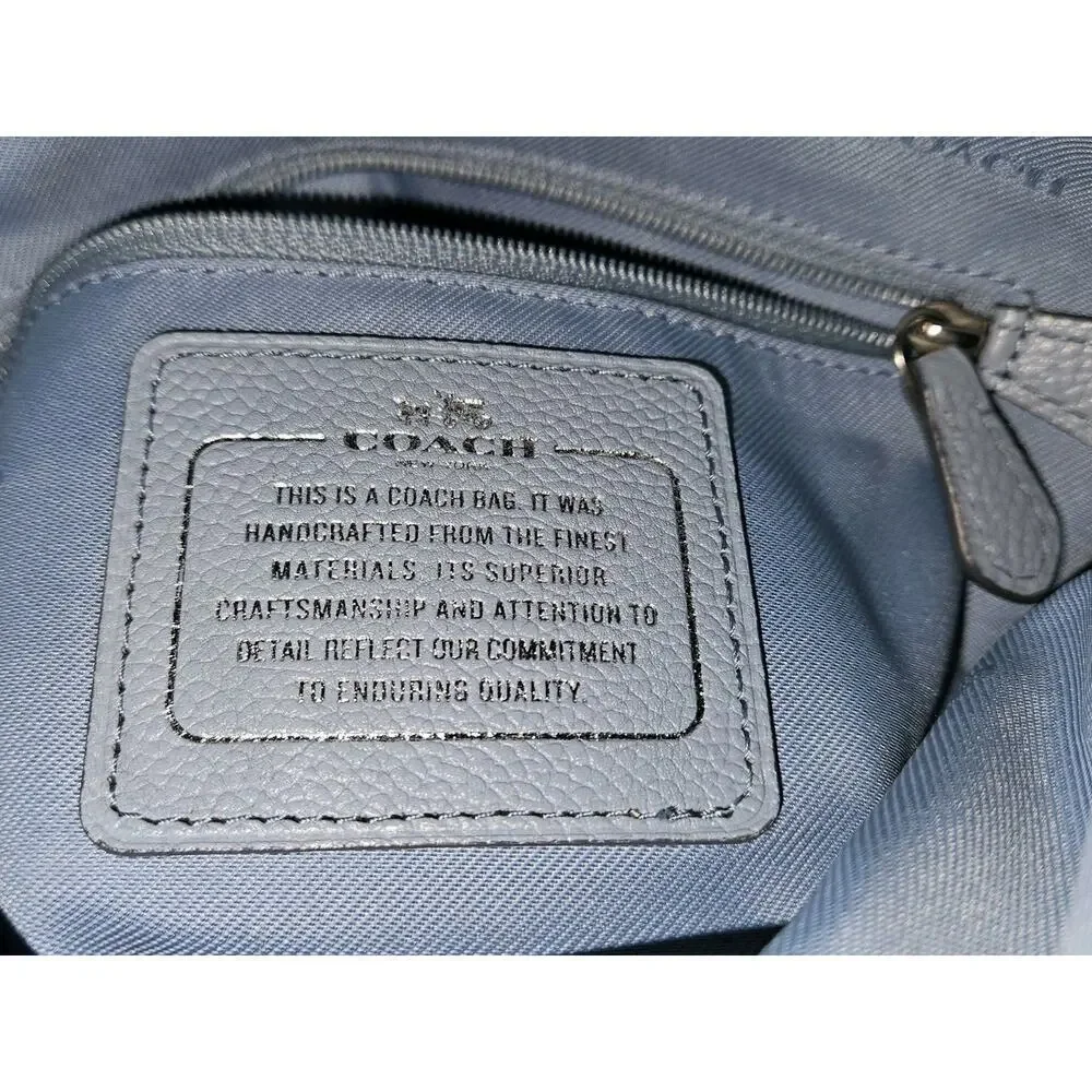 COACH Nolita Blue Floral Print Pebbled Leather Satchel Tote Shoulder Bag 37176 - Picture 14 of 16